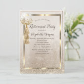 Gold Lijst ballon, Glass Confetti Retirement Kaart (Staand voorkant)