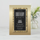 Gold Lijst Black Birthday Kaart (Staand voorkant)