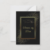 Gold Lijst Black Graduation Party Pet Invitation Notitiekaartje (Achterkant)