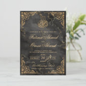 Gold Lijst Black Marble Islamic Muslim Weduwen Kaart (Staand voorkant)