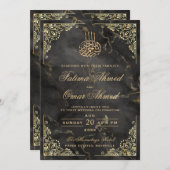 Gold Lijst Black Marble Islamic Muslim Weduwen Kaart (Voorkant / Achterkant)
