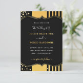 Gold Lijst Black Modern Wedding Kaart (Staand voorkant)