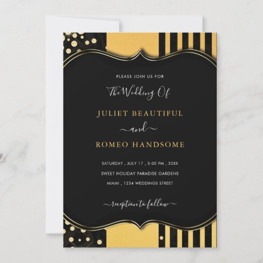 Gold Lijst Black Wedding Kaart (Voorkant)