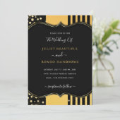 Gold Lijst Black Wedding Kaart (Staand voorkant)