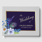 Gold Lijst Blue Floral Wedding Gastenboek (Voorkant)