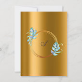 Gold Lijst Blue Navy Monogram Tropical Bridal Wedd Kaart (Achterkant)