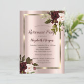 Gold Lijst, Bourgogne Rozen, Roos Gold Retirement Kaart (Staand voorkant)
