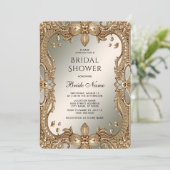 Gold  Lijst Bruidsdouche Uitnodiging (Staand voorkant)