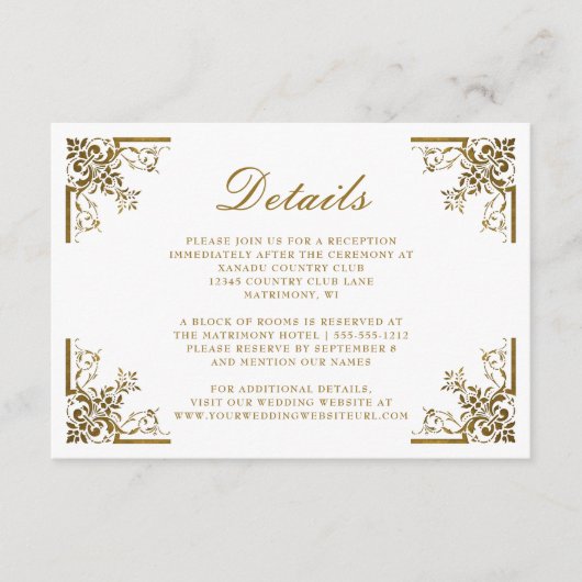  Gold  Lijst bruiloft - Gegevens Informatiekaartje (Voorkant)