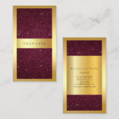 Gold Lijst Burgundy Bordeaux Glitter Verticaal Visitekaartje (Voorkant / Achterkant)