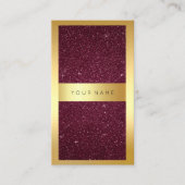 Gold Lijst Burgundy Bordeaux Glitter Verticaal Visitekaartje (Voorkant)