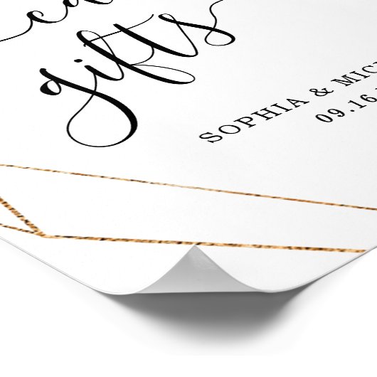 Gold Lijst Burgundy Floral Kaarten en Gifts Sign Poster (Hoek)