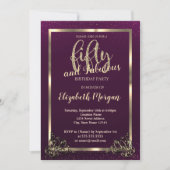 Gold Lijst Confetti Violet 50e verjaardag Kaart (Voorkant)