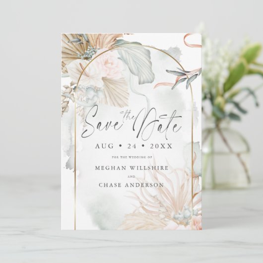 Gold Lijst Coral Roos Waterverf Floral (Staand voorkant)