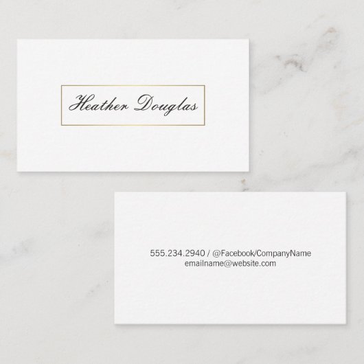 Gold Lijst / Cursive Typografie Visitekaartje (Voorkant / Achterkant)