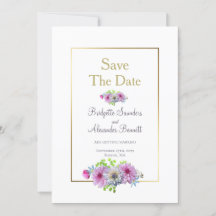 Gold Lijst Dahlia Floral Wedding Save the Date
