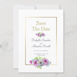 Gold Lijst Dahlia Floral Wedding Save the Date Kaart