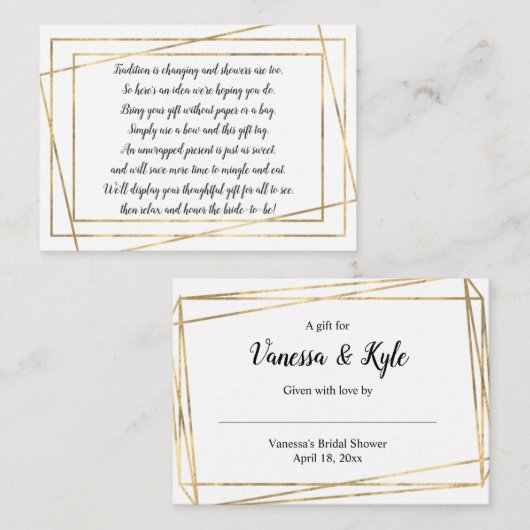 Gold Lijst Display vrijgezellenfeest invoegkaart + Informatiekaartje (Voorkant / Achterkant)