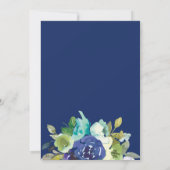 Gold Lijst, donkerblauw en geel, Floral White Invi Kaart (Achterkant)