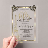 Gold Lijst, Eiffeltoren 50e verjaardag Acryl Uitnodigingen (Insitu (Draagbaar))