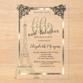 Gold Lijst, Eiffeltoren 50e verjaardag Acryl Uitnodigingen (Voorkant)