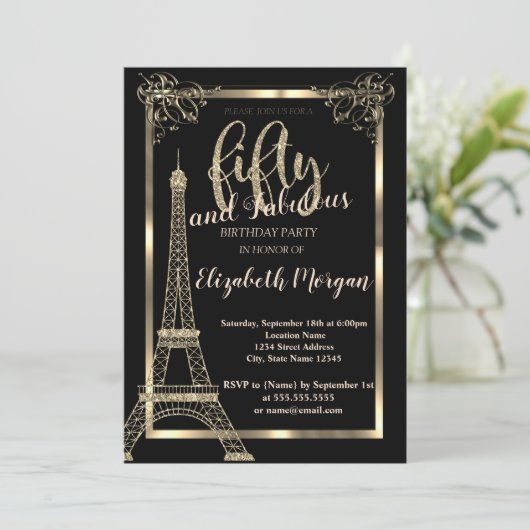 Gold Lijst, Eiffeltoren 50e verjaardag Kaart (Staand voorkant)