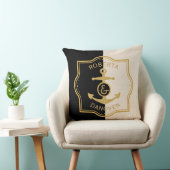 Gold Lijst en anker op zwarte en beige achtergrond Kussen (Stoel)