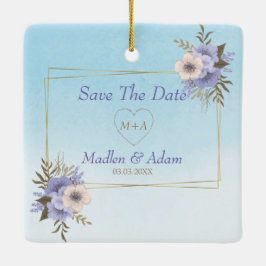 Gold Lijst en Bouquet Keramisch Ornament