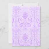 Gold Lijst en Paarse Damask Wedding Kaart (Achterkant)