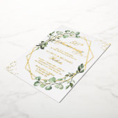 Gold Lijst Eucalyptus Leaves Weddenschap Jubileum Folie Uitnodiging (Gedraaid)