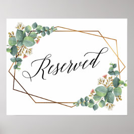 Gold Lijst Eucalyptus Reservation Wedding-teken Poster