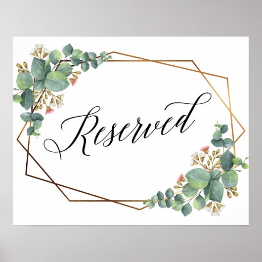 Gold Lijst Eucalyptus Reservation Wedding-teken Poster (Voorkant)