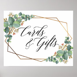 Gold Lijst Eucalyptus Wedding Cards en Gifts-bord Poster