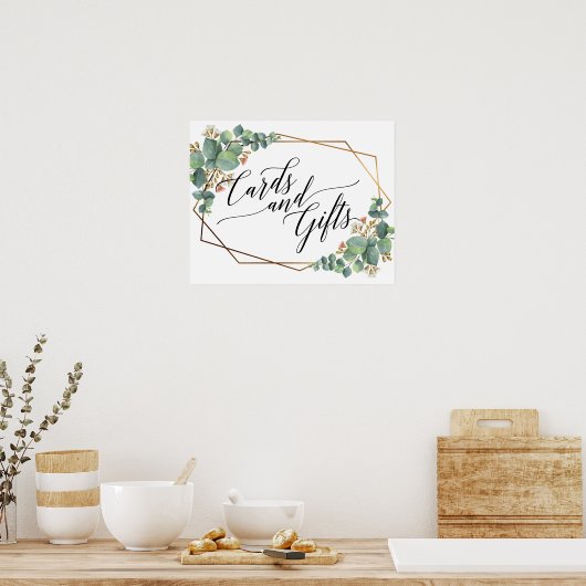 Gold Lijst Eucalyptus Wedding Cards en Gifts-bord Poster (Keuken)