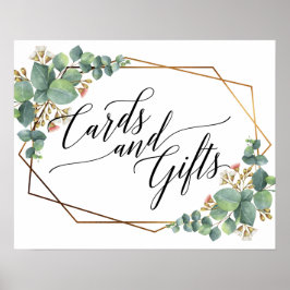 Gold Lijst Eucalyptus Wedding Cards en Gifts-bord Poster