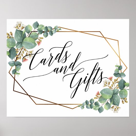 Gold Lijst Eucalyptus Wedding Cards en Gifts-bord Poster (Voorkant)