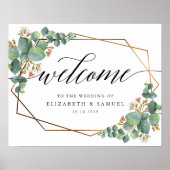 Gold Lijst Eucalyptus Welkom bij het trouwbord Poster (Voorkant)