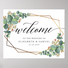 Gold Lijst Eucalyptus Welkom bij het trouwbord Poster