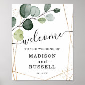 Gold Lijst Eucalyptus Welkom bruiloft Poster (Voorkant)