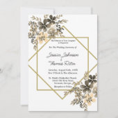 Gold Lijst Fall Colors Floral Wedding Kaart (Voorkant)