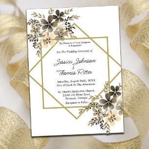 Gold Lijst Fall Colors Floral Wedding Kaart