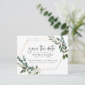 Gold Lijst Floral Save the Date Briefkaart (Staand voorkant)
