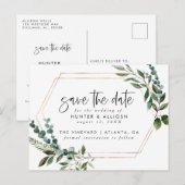 Gold Lijst Floral Save the Date Briefkaart (Voorkant / Achterkant)