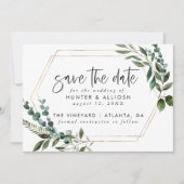 Gold Lijst Floral Save the Date Kaart (Voorkant)