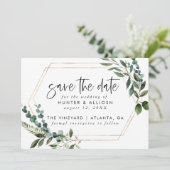 Gold Lijst Floral Save the Date Kaart (Staand voorkant)