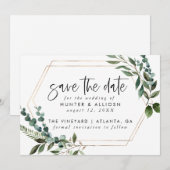 Gold Lijst Floral Save the Date Kaart (Voorkant / Achterkant)