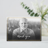 Gold Lijst Funeral Photo Black and White Bedankkaart (Staand voorkant)