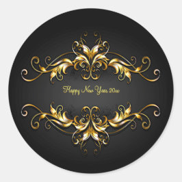 Gold Lijst - Gelukkig nieuw jaar met schuifwiel 20 Ronde Sticker