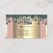 Gold Lijst Glitter Confetti Roos Blauwgroen schijv Visitekaartje (Achterkant)