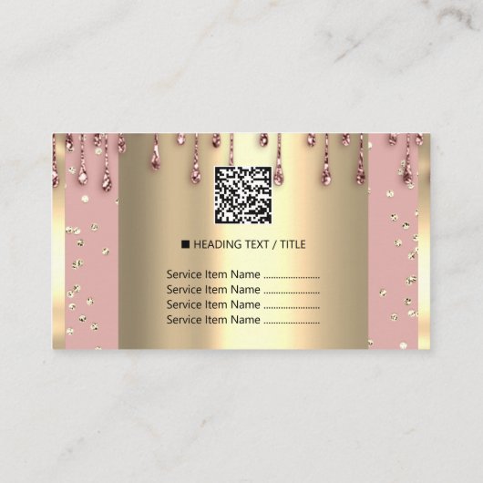 Gold Lijst Glitter Confetti Roos Visitekaartje (Achterkant)